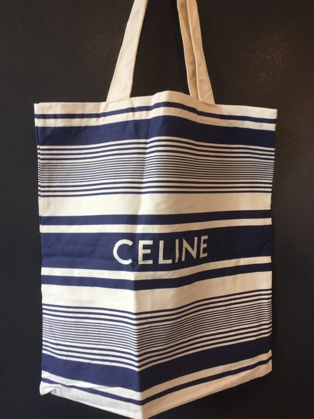 Celine VIP Gift Blue and White Striped Canvas Tote
